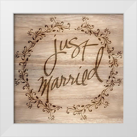 Just Married White Modern Wood Framed Art Print by Studio, Sd Graphics