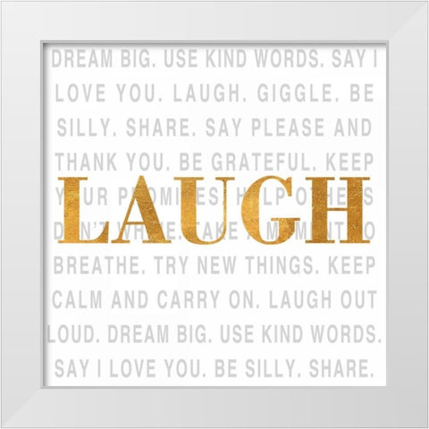Gold Love Type II (Laugh) White Modern Wood Framed Art Print by SD Graphics Studio