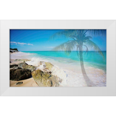 Palm By The Rocks White Modern Wood Framed Art Print by Bryant, Susan