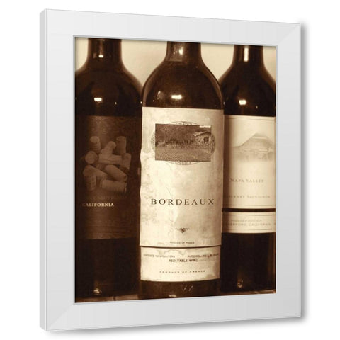 Wine Bottles I White Modern Wood Framed Art Print by Peck, Gail