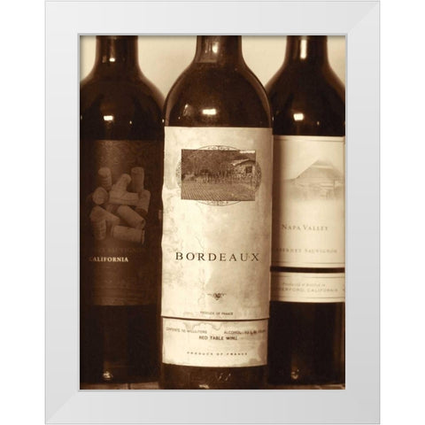 Wine Bottles I White Modern Wood Framed Art Print by Peck, Gail