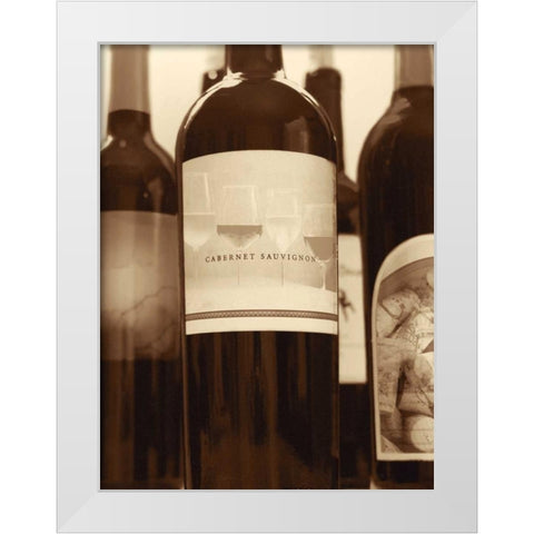 Wine Bottles II White Modern Wood Framed Art Print by Peck, Gail