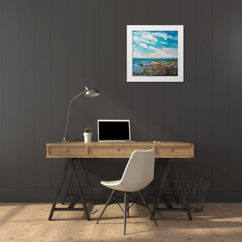 Into the Horizon Square I White Modern Wood Framed Art Print by DeRice, Julie