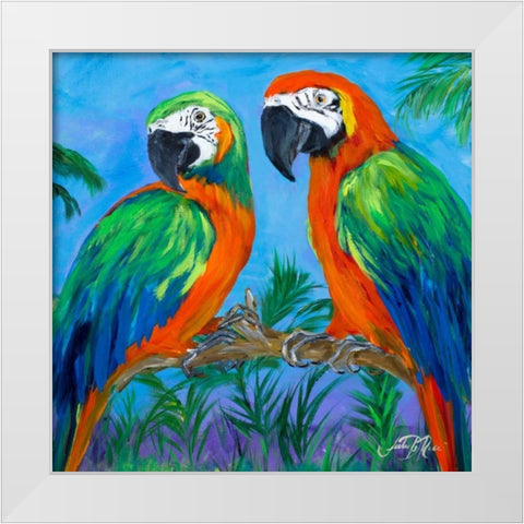 Island Birds Square I White Modern Wood Framed Art Print by DeRice, Julie