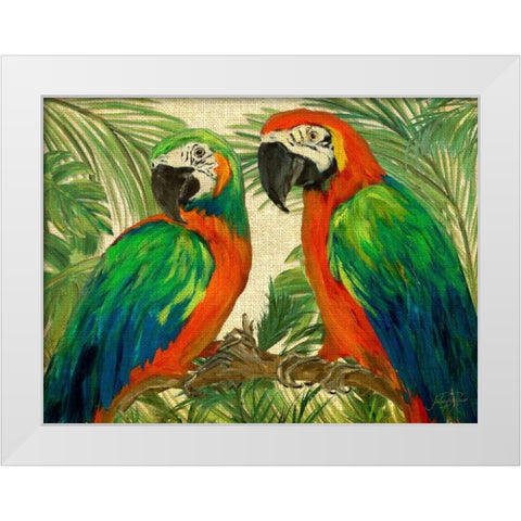 Island Birds on Burlap White Modern Wood Framed Art Print by DeRice, Julie