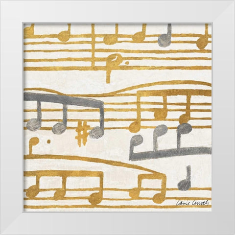 Music Stanzas II White Modern Wood Framed Art Print by Loreth, Lanie