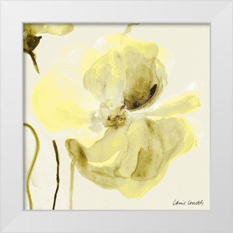 All Cream Poppies White Modern Wood Framed Art Print by Loreth, Lanie
