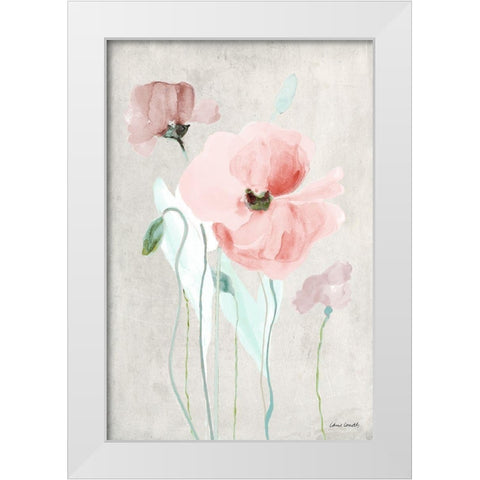 Soft Pink Poppies I White Modern Wood Framed Art Print by Loreth, Lanie