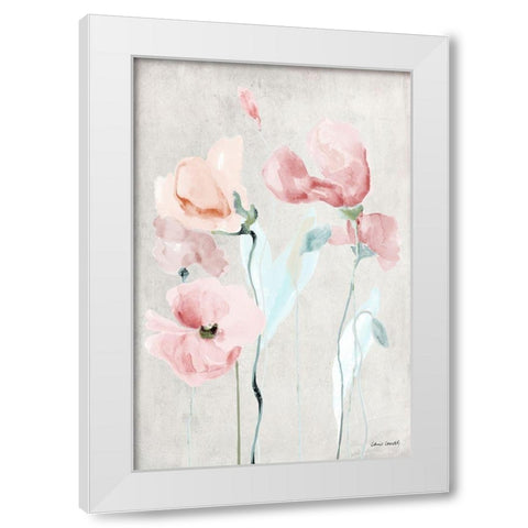Soft Pink Poppies II White Modern Wood Framed Art Print by Loreth, Lanie
