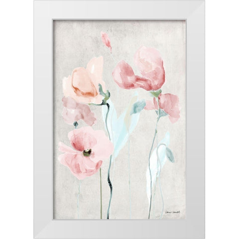 Soft Pink Poppies II White Modern Wood Framed Art Print by Loreth, Lanie
