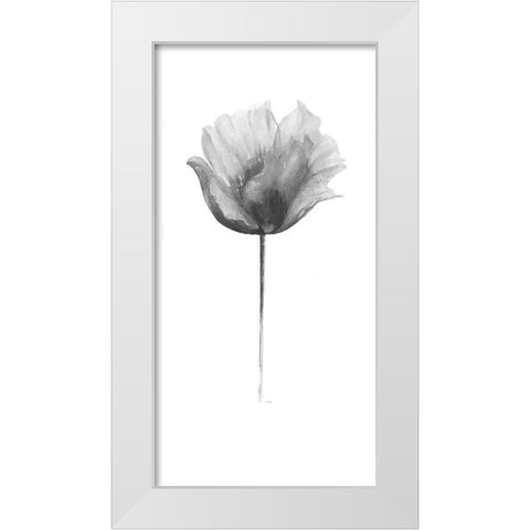 Flower in Gray Panel I White Modern Wood Framed Art Print by Pinto, Patricia