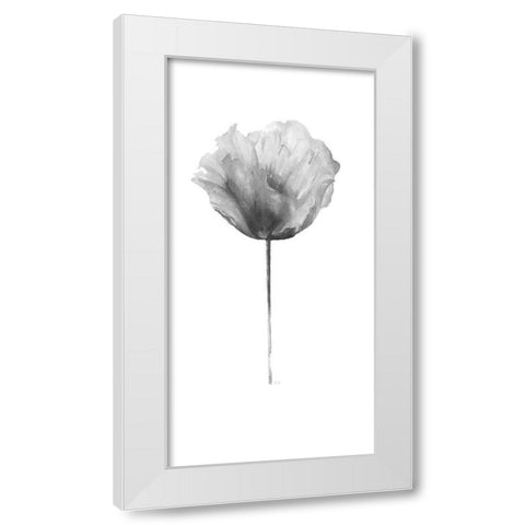 Flower in Gray Panel II White Modern Wood Framed Art Print by Pinto, Patricia