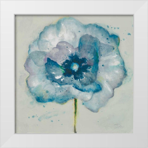 Flower in Blue II White Modern Wood Framed Art Print by Pinto, Patricia
