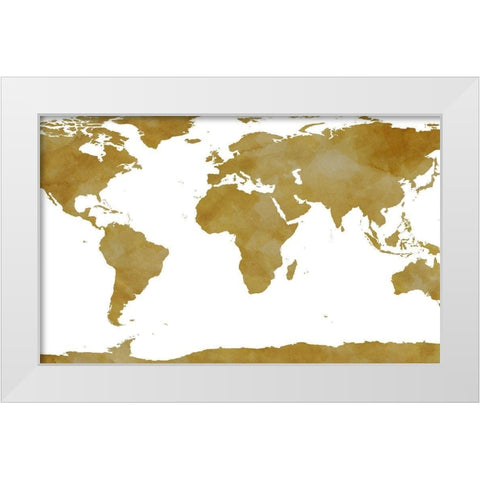 World Map Collection Gold White Modern Wood Framed Art Print by SD Graphics Studio