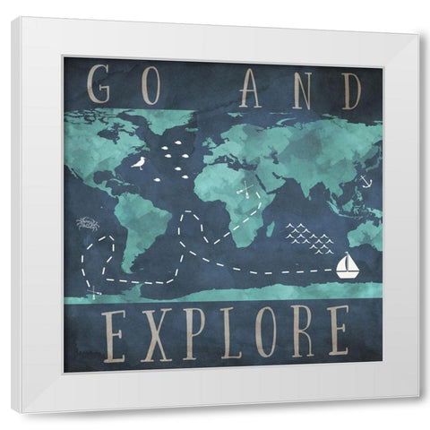 Go and Explore White Modern Wood Framed Art Print by SD Graphics Studio
