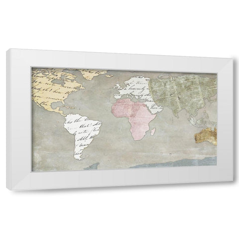 World Map Collection on Beige White Modern Wood Framed Art Print by SD Graphics Studio