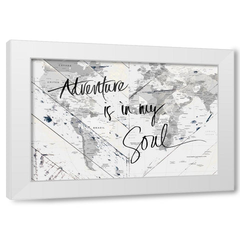 Adventure Map on Wood White Modern Wood Framed Art Print by SD Graphics Studio