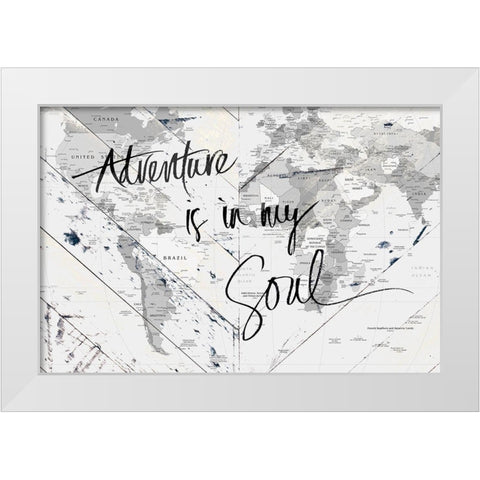 Adventure Map on Wood White Modern Wood Framed Art Print by SD Graphics Studio