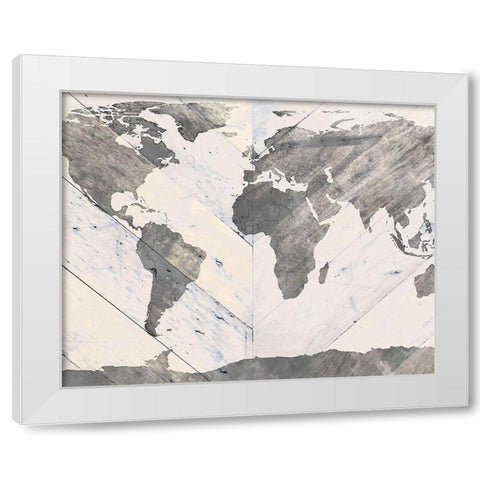 Global On Wood White Modern Wood Framed Art Print by SD Graphics Studio