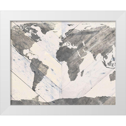 Global On Wood White Modern Wood Framed Art Print by SD Graphics Studio