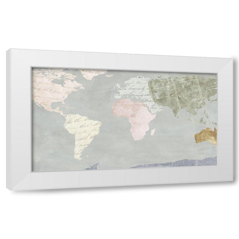 World Map Collection I White Modern Wood Framed Art Print by SD Graphics Studio