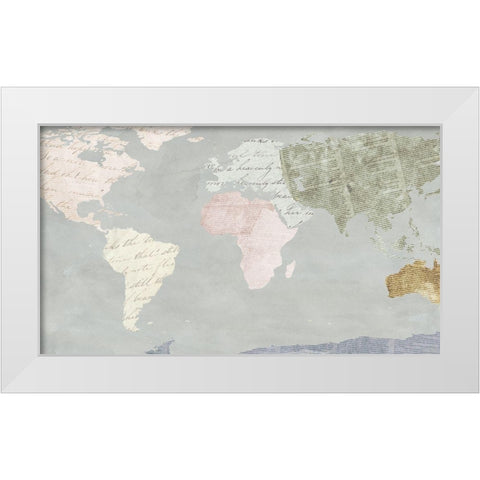 World Map Collection I White Modern Wood Framed Art Print by SD Graphics Studio