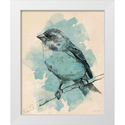 Bird Study in Teal I White Modern Wood Framed Art Print by Loreth, Lanie