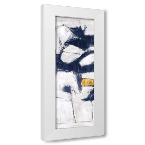 Golden Blue Shatters Panel I White Modern Wood Framed Art Print by Johnson, Walt