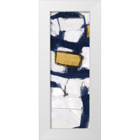 Golden Blue Shatters Panel III White Modern Wood Framed Art Print by Johnson, Walt