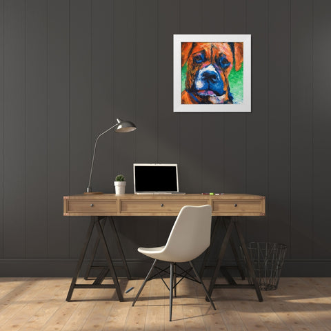 Puppy Dog Eyes II White Modern Wood Framed Art Print by Johnson, Walt