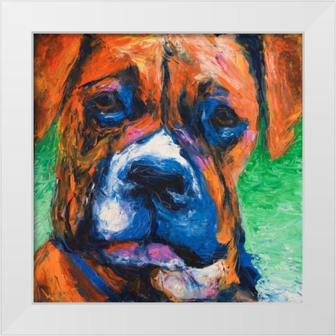 Puppy Dog Eyes II White Modern Wood Framed Art Print by Johnson, Walt