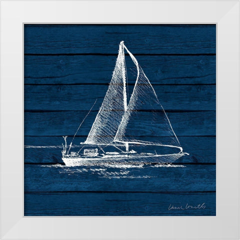 Sailboat on Blue Wood White Modern Wood Framed Art Print by Loreth, Lanie