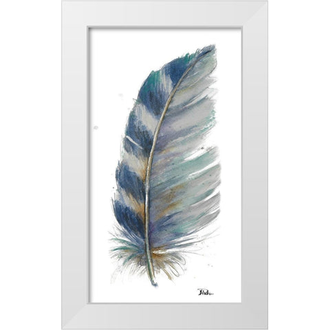White Watercolor Feather I White Modern Wood Framed Art Print by Pinto, Patricia