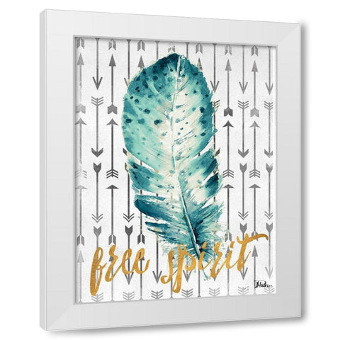 Free Spirit Feather White Modern Wood Framed Art Print by Pinto, Patricia