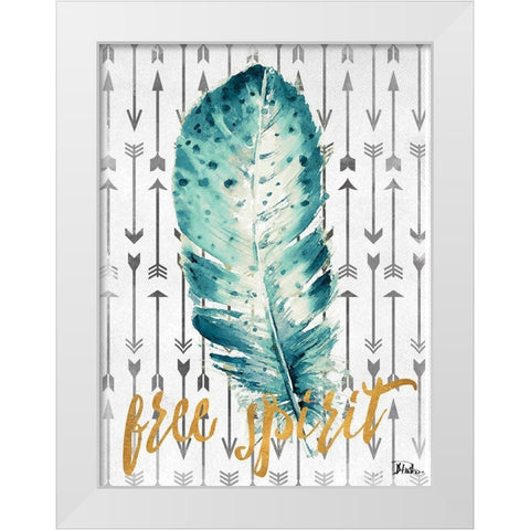 Free Spirit Feather White Modern Wood Framed Art Print by Pinto, Patricia