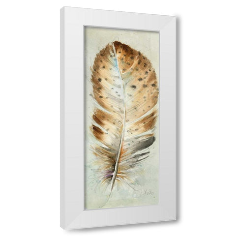 Watercolor Feather III White Modern Wood Framed Art Print by Pinto, Patricia