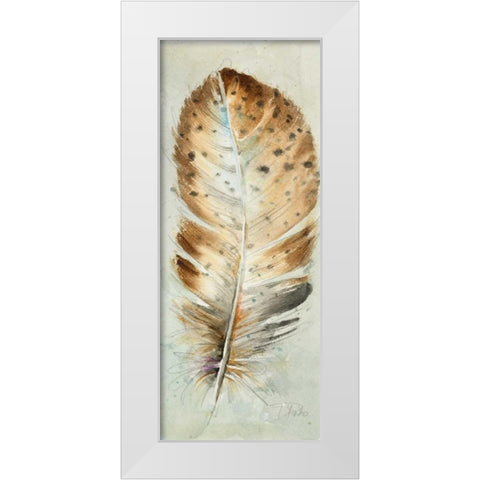 Watercolor Feather III White Modern Wood Framed Art Print by Pinto, Patricia