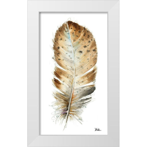 White Watercolor Feather II White Modern Wood Framed Art Print by Pinto, Patricia
