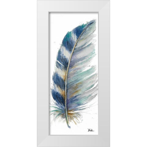Watercolor Feather White V White Modern Wood Framed Art Print by Pinto, Patricia
