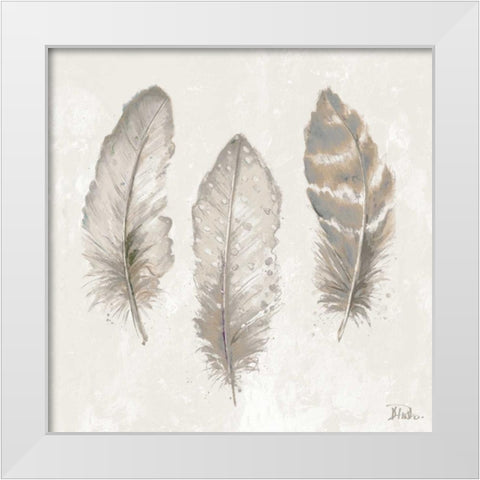 Three Modern Feathers II White Modern Wood Framed Art Print by Pinto, Patricia