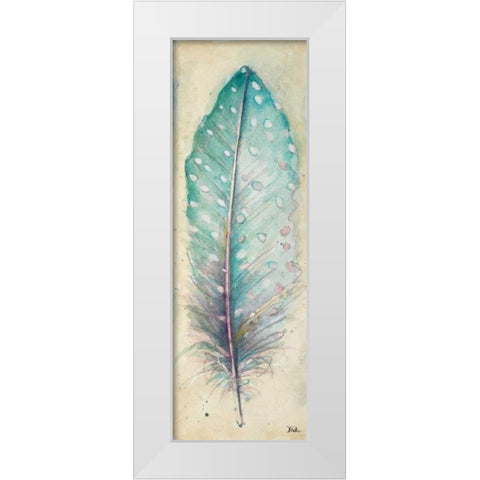 Watercolor Feather I White Modern Wood Framed Art Print by Pinto, Patricia