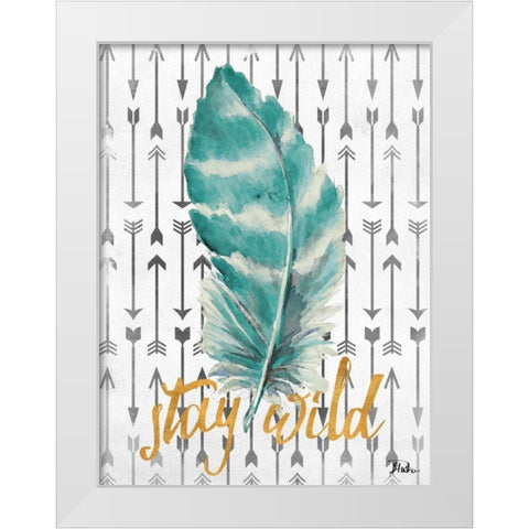 Stay Wild Feather White Modern Wood Framed Art Print by Pinto, Patricia