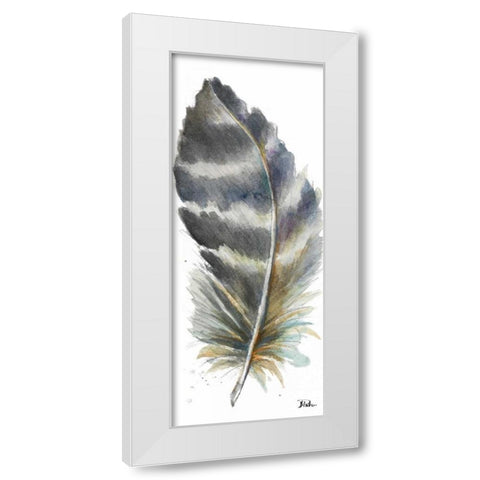Watercolor Feather White VI White Modern Wood Framed Art Print by Pinto, Patricia