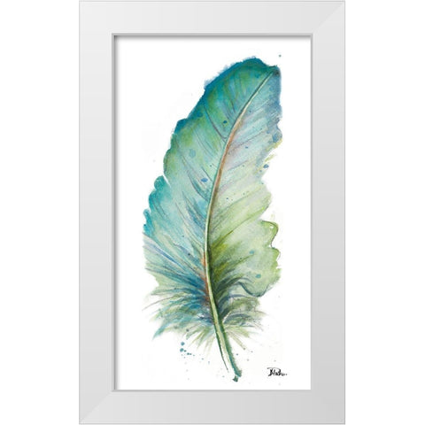 White Watercolor Feather VI White Modern Wood Framed Art Print by Pinto, Patricia