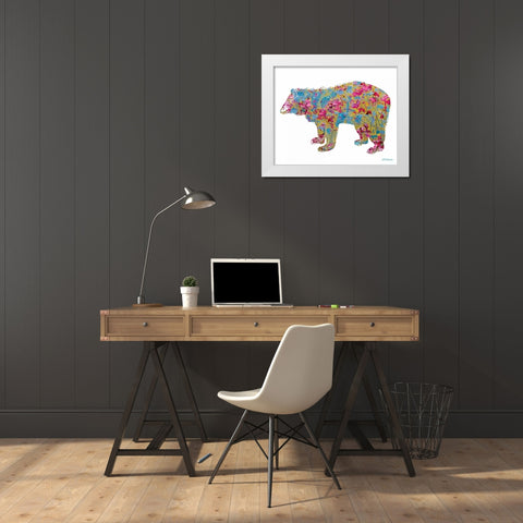 Colorful Bear White Modern Wood Framed Art Print by Coolick, Ann Marie