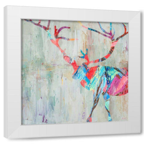 Rhizome Deer White Modern Wood Framed Art Print by Coolick, Ann Marie