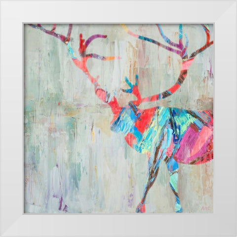 Rhizome Deer White Modern Wood Framed Art Print by Coolick, Ann Marie