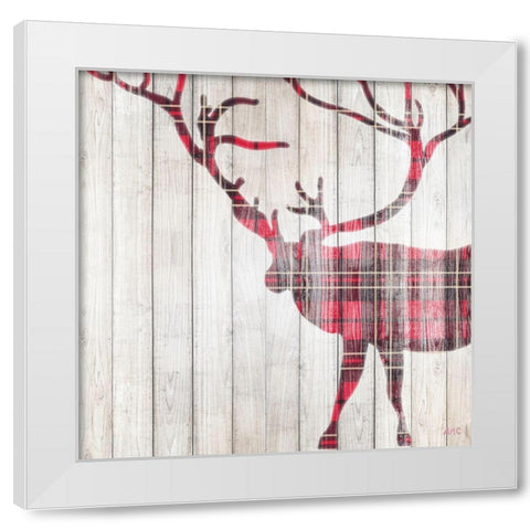 Red Rhizome Deer White Modern Wood Framed Art Print by Coolick, Ann Marie