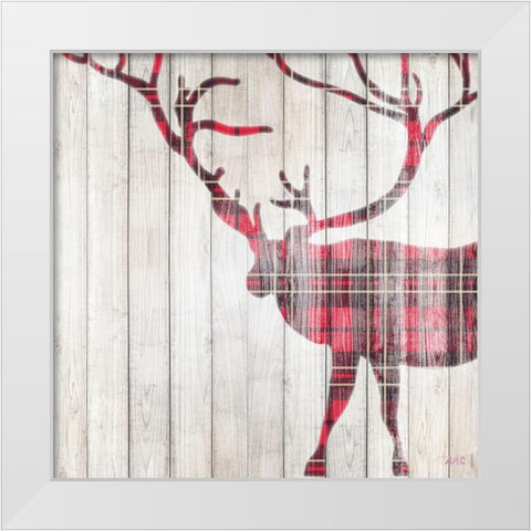 Red Rhizome Deer White Modern Wood Framed Art Print by Coolick, Ann Marie