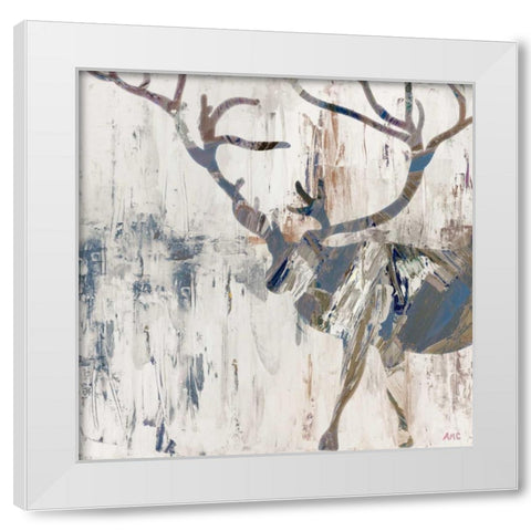 Neutral Rhizome Deer White Modern Wood Framed Art Print by Coolick, Ann Marie